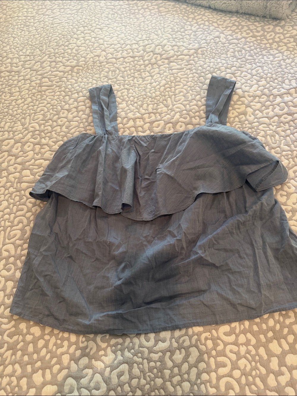 Who What Wear Slate Blue Ruffle-Front Camisole